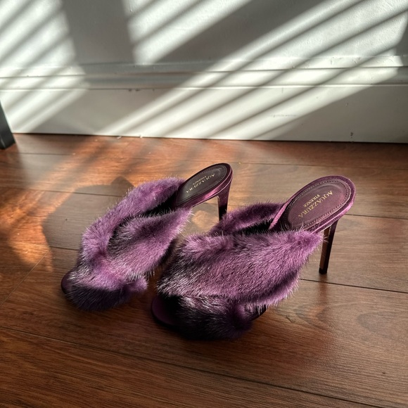 Aquazzura sandals/mule with high heels and mink fur size 37. W/ Box + dust bag - Picture 15 of 16